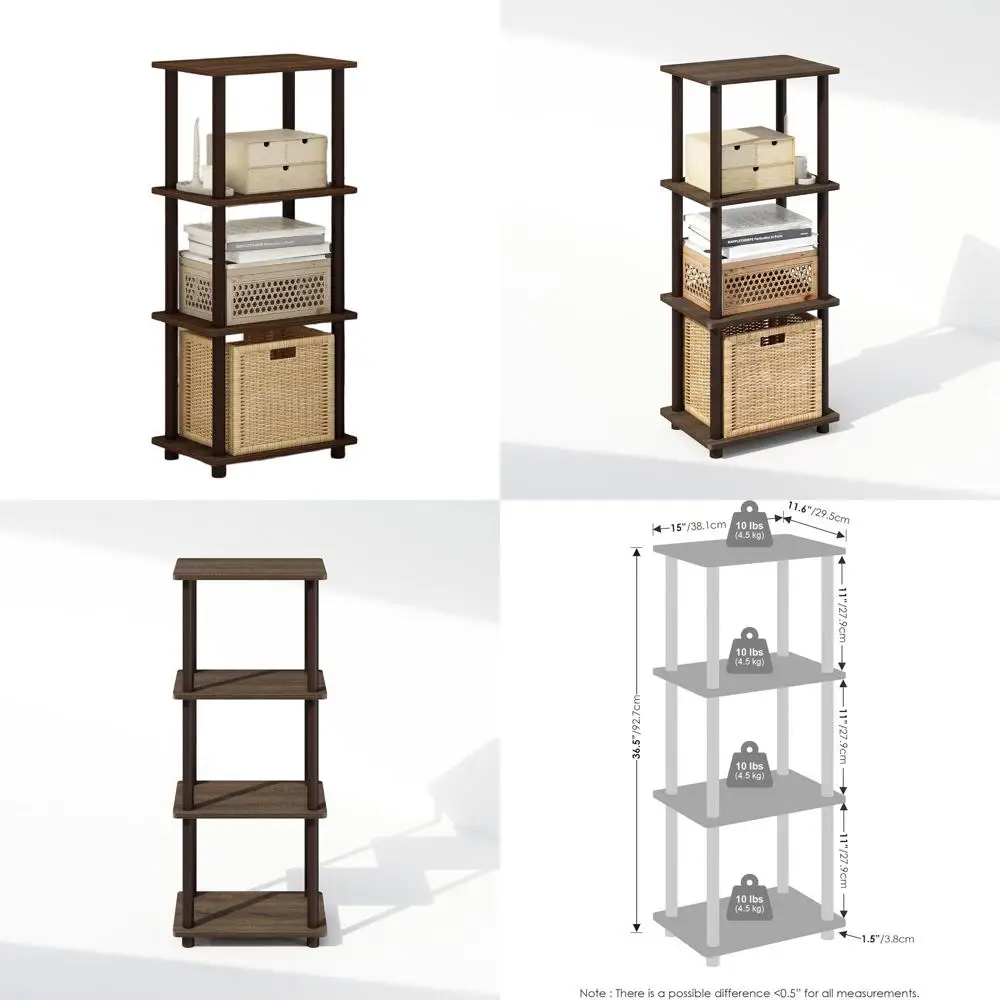 

3-х уровневый торцевой столик из орехового дерева с открытыми полками, простая сборка, идеально подходит для гостиной или спальни.