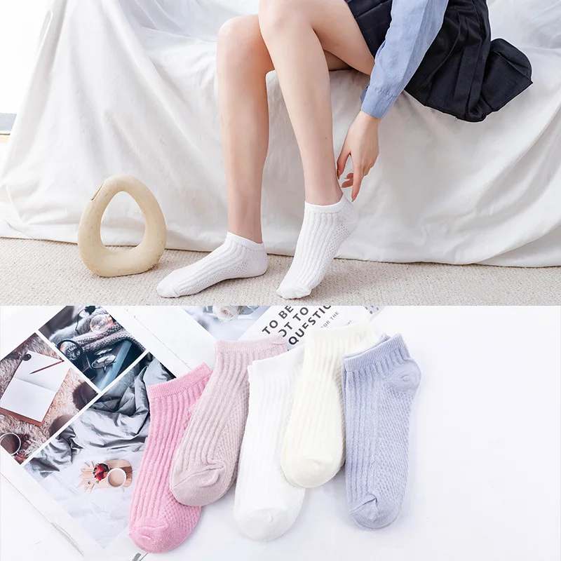 Summer Ankle Socks Ladies Invisible Socks and Ankle Short Mesh Socks Women Thin Cotton Breathable Socks Boat Socks