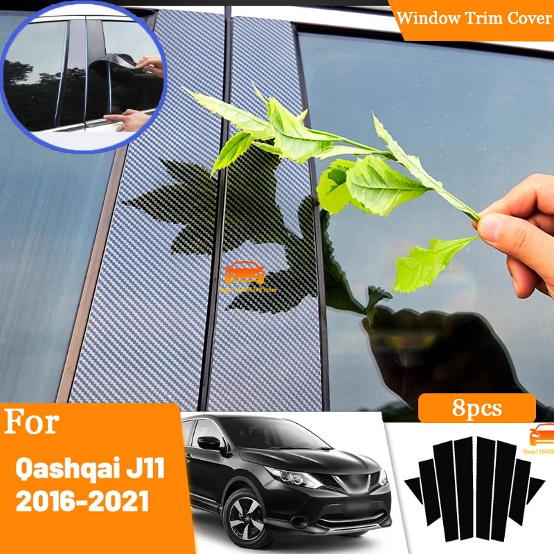 

For Nissan Qashqai J11 2016-2021 2017 2018 2019 2020 Carbon Fiber Window Door Column Deal B C Pillar Post Cover Trim Sticker
