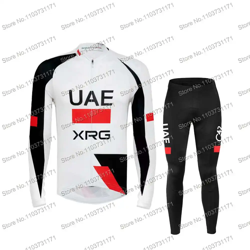 جديد 2026 الإمارات العربية المتحدة فريق XRG طقم جيرسي لركوب الدراجات بأكمام طويلة Tadej Pogacar ملابس ركوب الدراجات سترات حرارية شتوية بدلة زي MTB