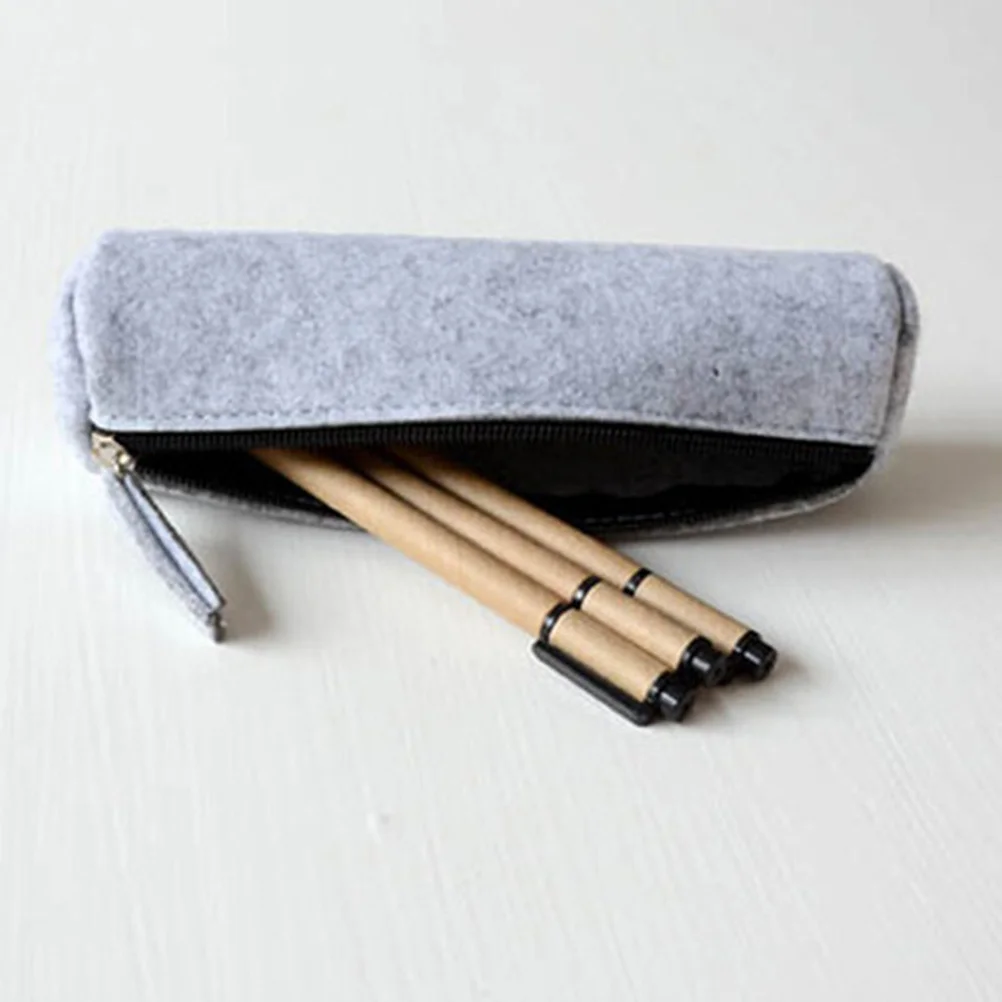 

2Pcs Pen Bag Pencil Case Large Capacity Felt Zipper Pouch Portable Stationery Bag Dark Grey Light Grey