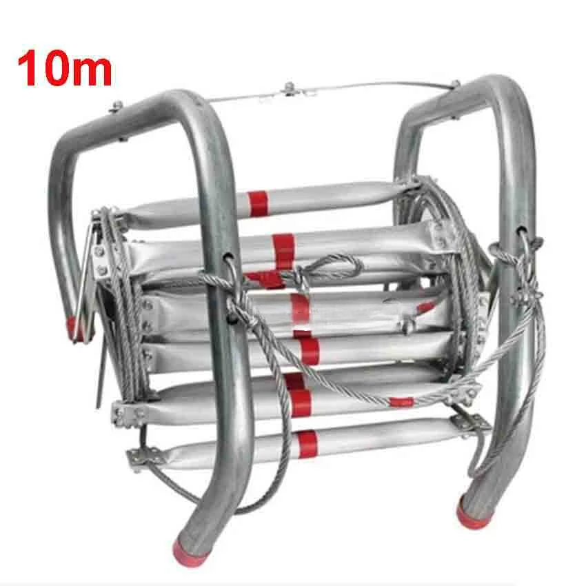 For 10m Folding Soft Ladder Fire Rescue Equipment Escape Life-saving Aluminum Alloy Wire Rope Ladder for Climbing