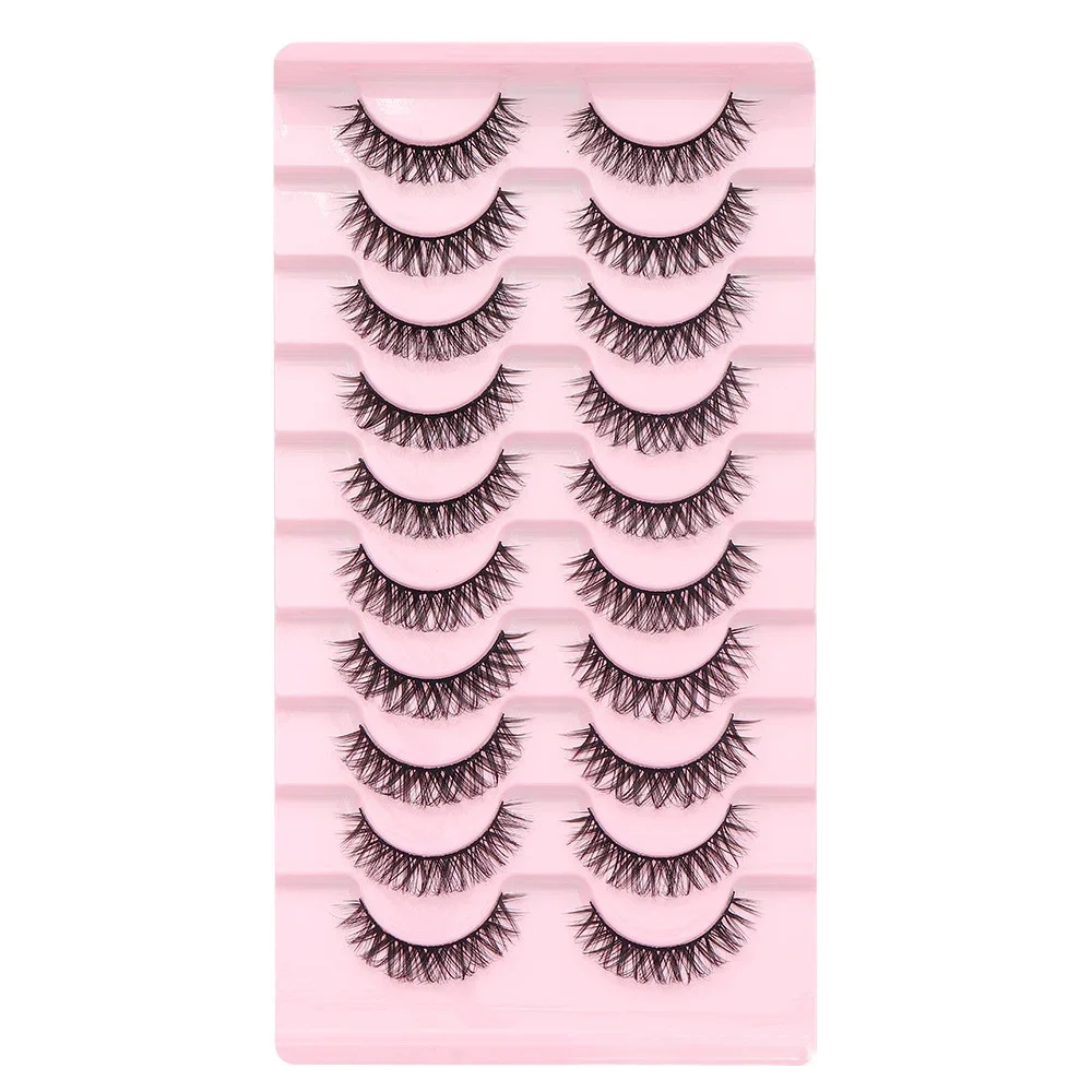 

10Pairs False Eyelashes Wispy Lashes Natural Look Fake Eyelashes Cat Eye Lashes Faux Mink Fluffy Strip False Lashes Pack