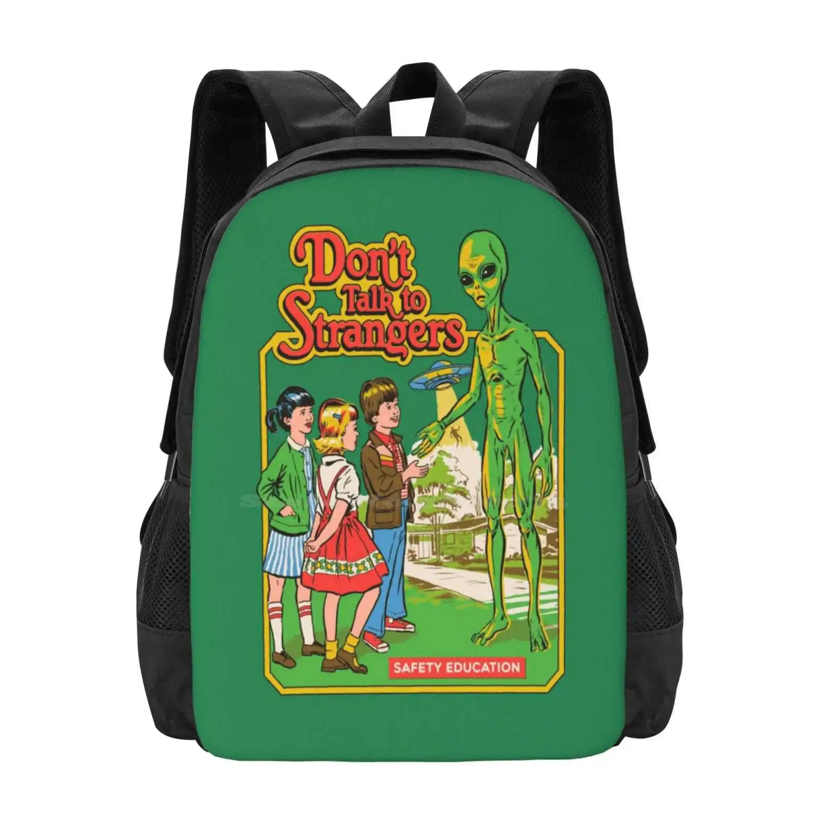 Jangan bicara dengan asing tas sekolah Travel ransel Laptop Stranger Danger 80S 70S Nostalgia Ufo ilmu pengetahuan Alien