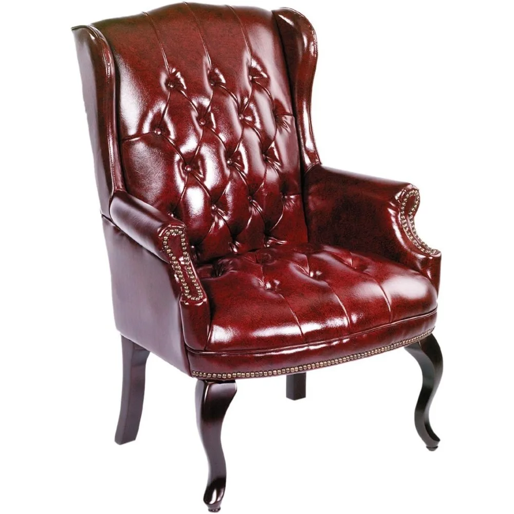 Wingback Traditional Guest Chair in Burgundy