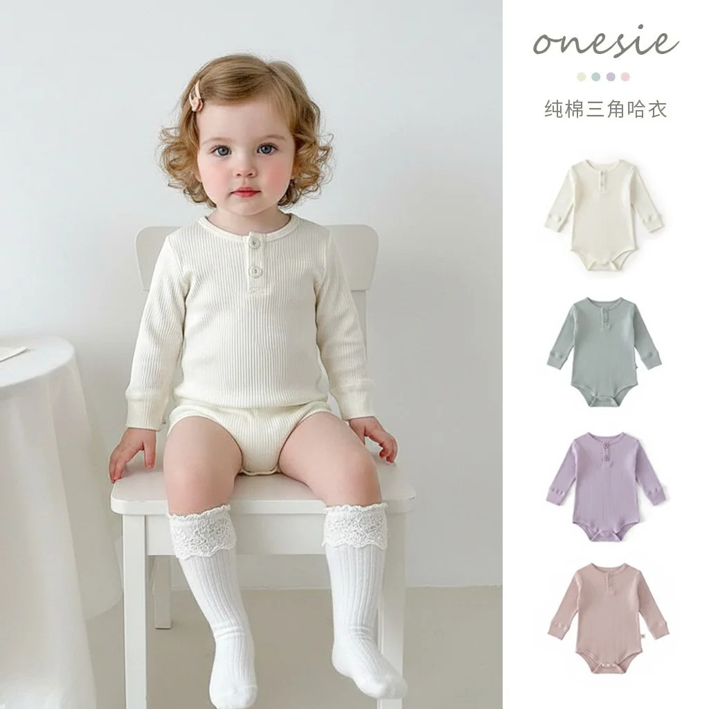 Baby Fart Clothes Long Sleeves Spring and Autumn Newborn Baby Clothes Newborn Baby Triangle Romper Pajamas Climbing Clothes