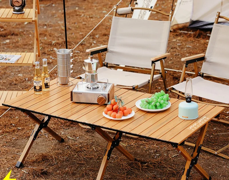 Outdoor folding tables and chairs Portable ultra light Chicken rolls table Picnic camping light full set of equipment