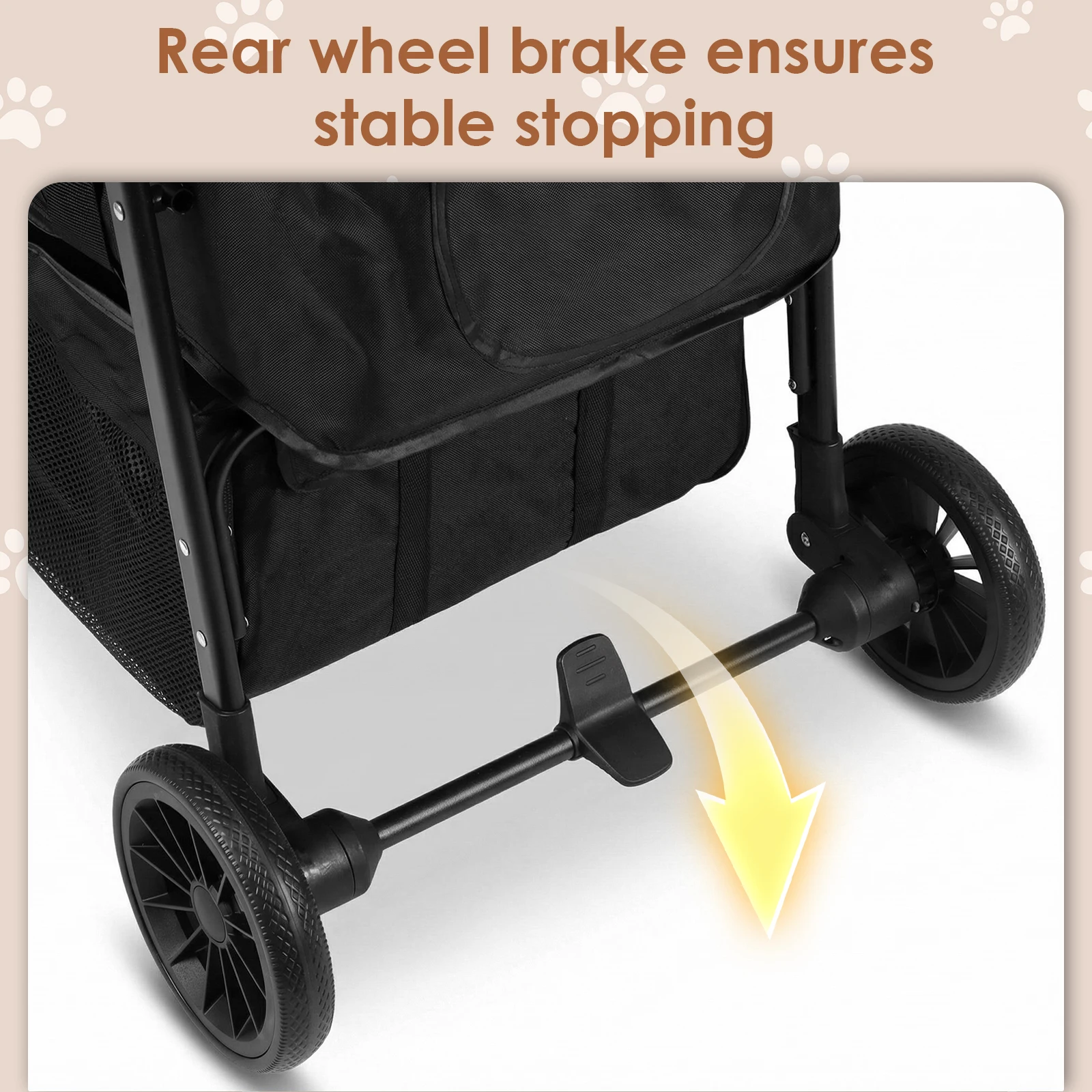

Pet Stroller with All-Terrain 360° Wheels Foldable Travel Jogger Removable Cushion & Reflective Strips for Large & Medium Dogs