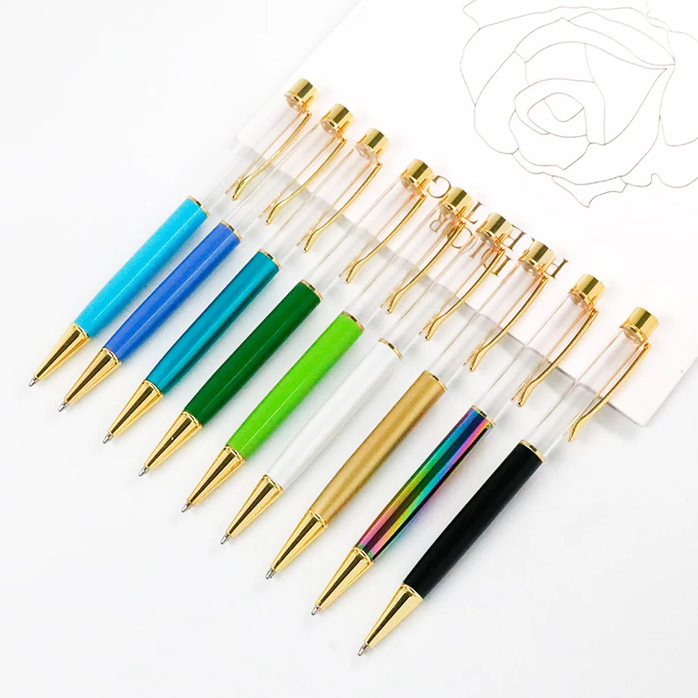 50Pcs/Lot Empty Tube Floating DIY Ballpen Favorite Liquid Sand Pens Gifts School Supplies Stationery Custom Logo