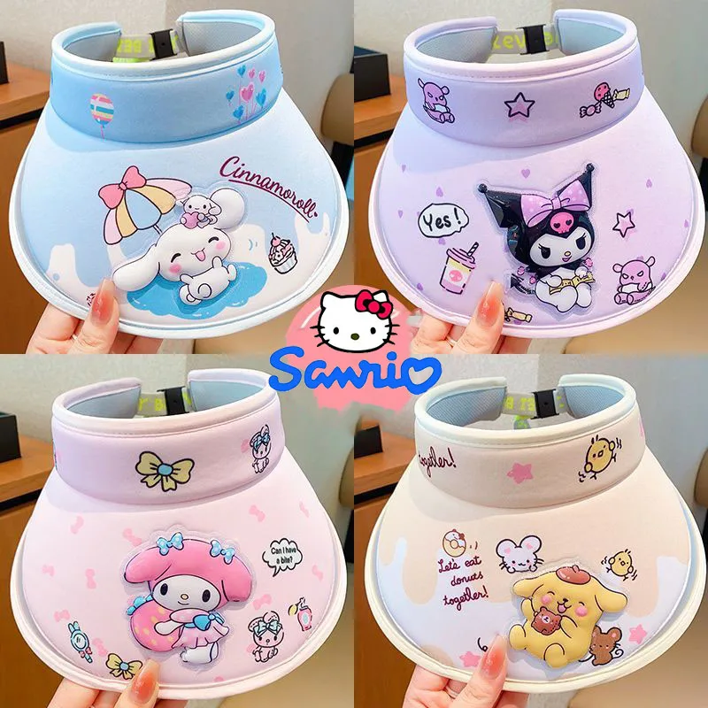 

Kawaii Anime Sanrio Kuromi Cinnamoroll Children Sunscreen Hat Cute Cartoon My Melody Pompompurin Anti-Uv Sunshade Cap Kids Gifts