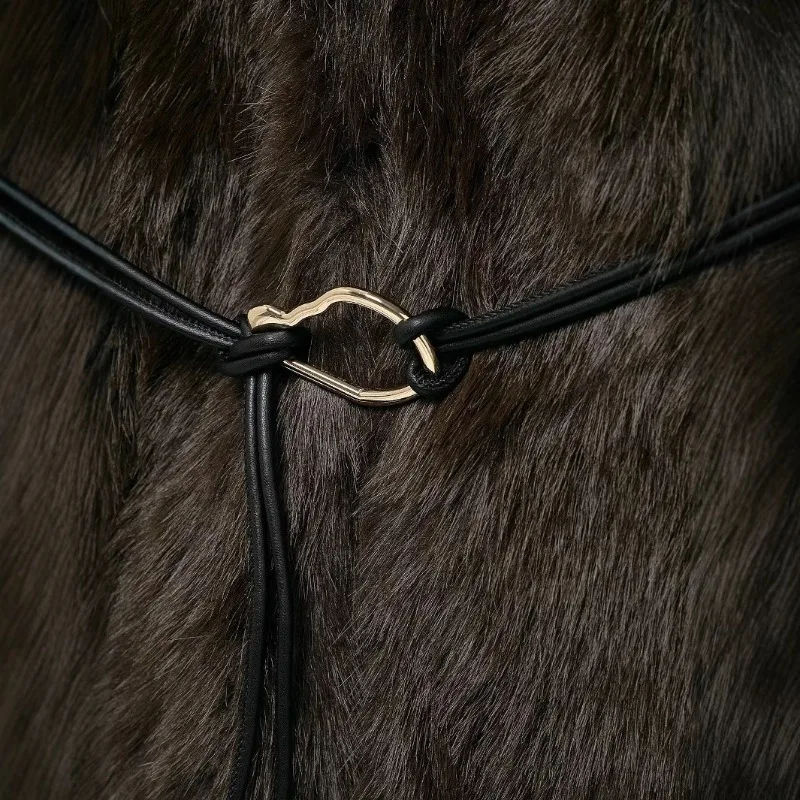 Commerce extérieur vêtements pour femmes en gros nouveau tempérament européen et américain revers polyvalent Imitation fourrure manteau moyen et Long