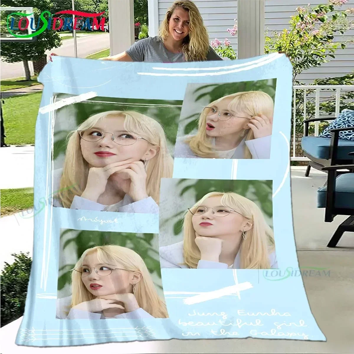 Singer E-Eunha Pattern Blanket Star Art Flannel Thin Blanket Portable Home Travel Office Lunch Break Blanket Birthday Gift