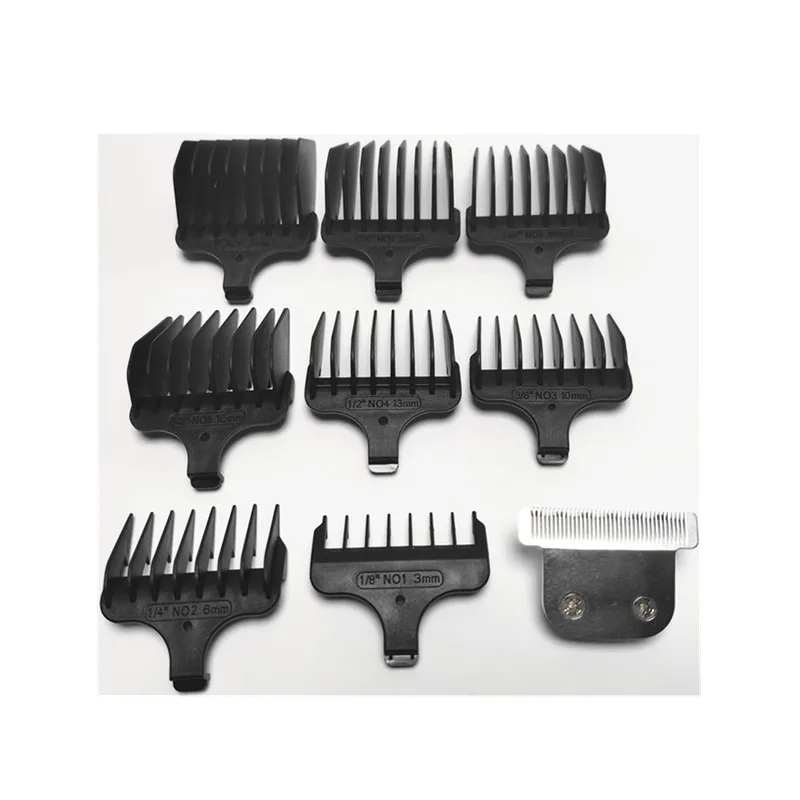 

1X Razor T-Blade +8X Hair Clipper Guide Comb #1-#8,1/8"-1",3-25mm Replacement For Wahl 02144-200