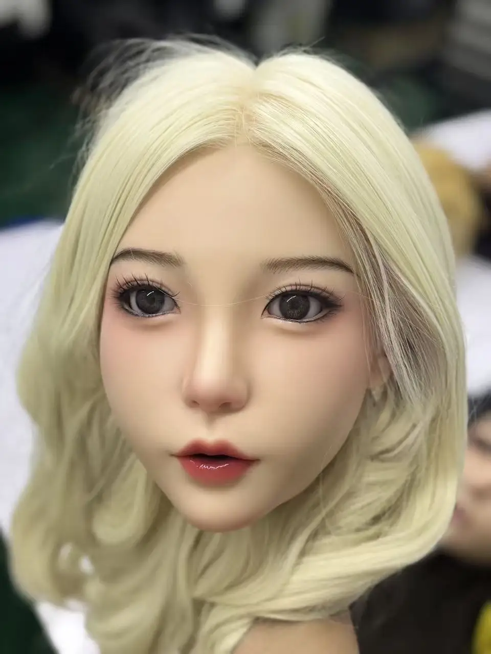 نموذج رأس أنثى، جميل للغاية، رأس عارضة أزياء، نموذج رأس أنثى، نسخة 1:1، مادة السيليكون، شعر تدريب (بدون ملحقات)