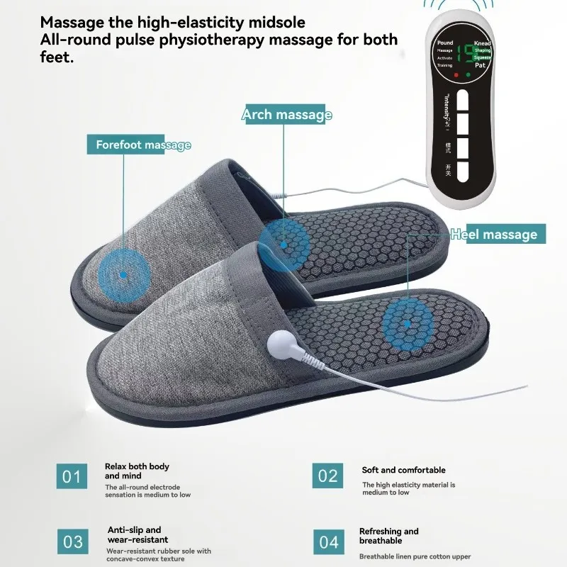 【24H-SALE!】EMS Electric Pulse Microcurrent Massage Slippers Health Massage Foot Acupoint Home Therapy Shoes Device