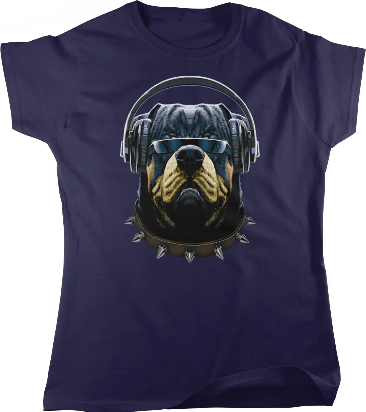 Rottweiler with Headphones and Sunglasses DJ Rotty Women's T shirt HOOD_00376