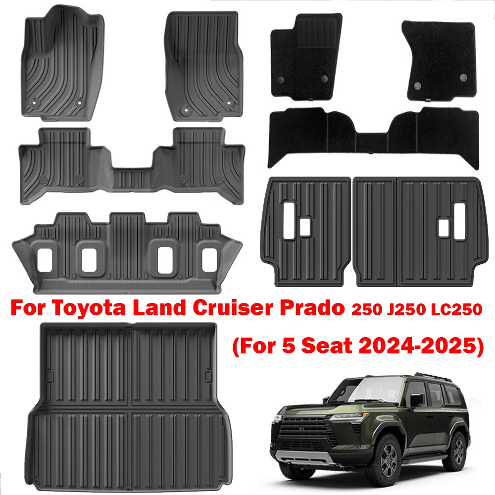 

Floor Mats Cargo Liner for Toyota Land Cruiser Prado 250 J250 LC250 for 5 Seat TPE All Weather Floor Liners Trunk Mat 2024 2025
