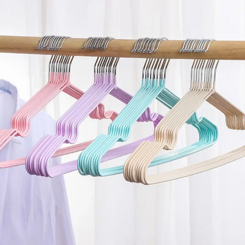 

Household Seamless PVC Coated Hanger, Non-Slip Band Groove Hanger, Metal Hanger, Simplicity Hanger, Adult and Children