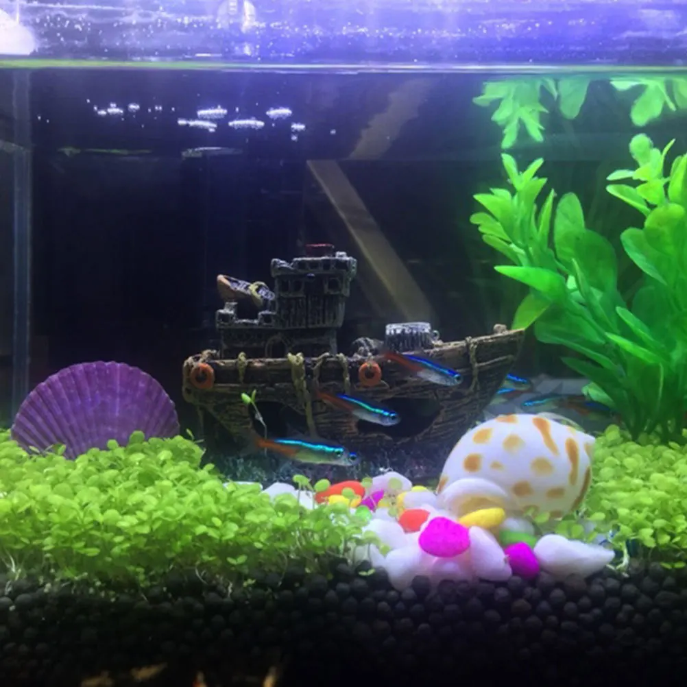 

Mini Shipwreck For Fish Tank Aquarium Resin Ornament Durable Landscape Simulation Fish Tank Landscaping Shipwreck Accessory