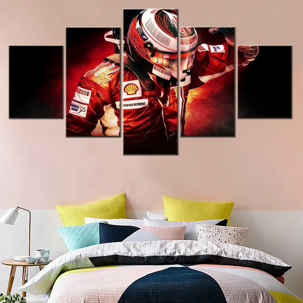 5 Pieces Wall Art Canvas Poster Men Formula 1 Stunt Performer Freestyle Motocross Wallpaper Painting Living Room Home Decoration