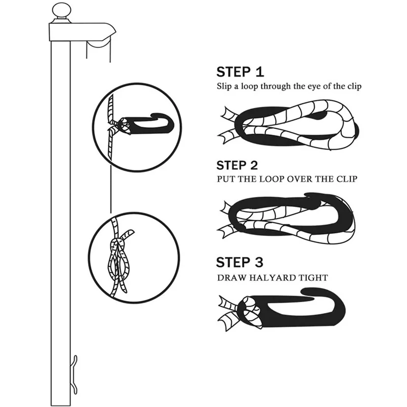A77I 50 قدم × 1/4 بوصة سارية علم حبل هاليارد مع 12 قطعة مقاطع خطاف عمود العلم ، ملحقات سارية العلم الخارجية متوافقة
