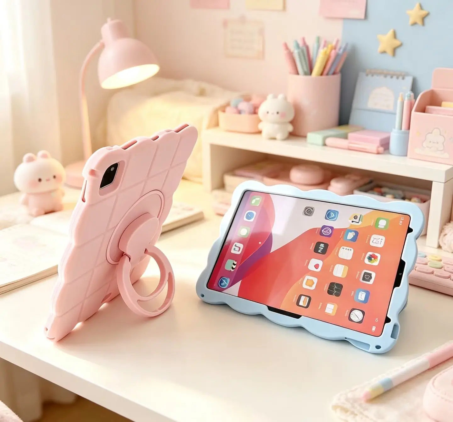 Cute 3D Cloud Puff Silicone Tablet Protective Cover for iPad Air 2/3/4/5/6 iPad Mini 6 iPad pro 10.9/11 Child Case Compatible wi