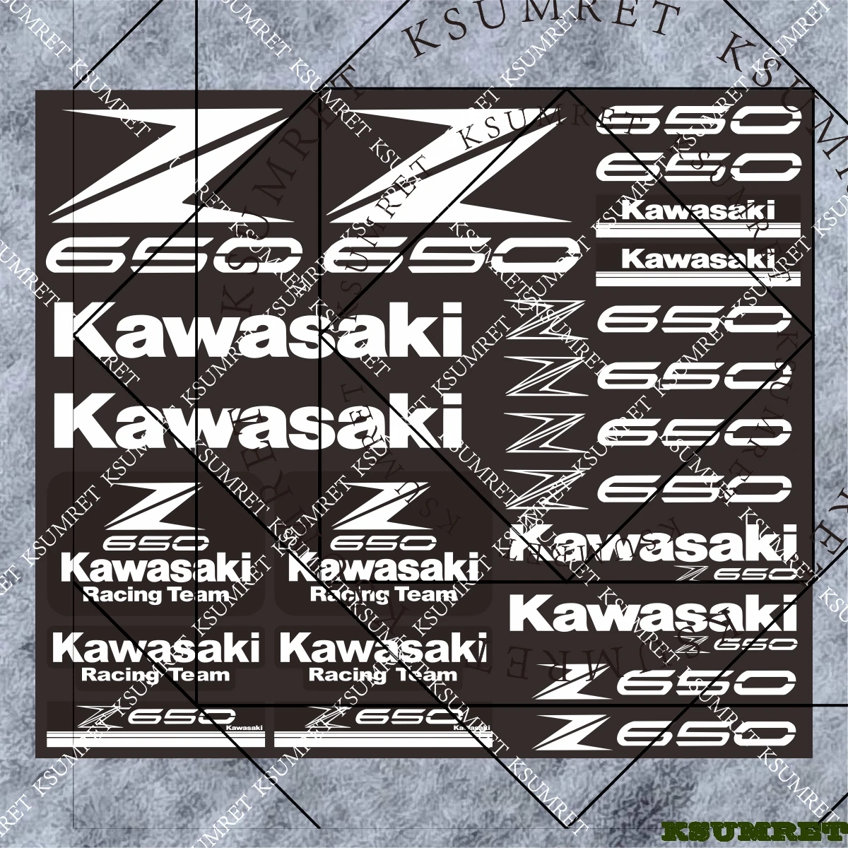 

White Vinyl Motorcycle Sticker Tank Helmet Logo For Kawasaki Z650 Stickers