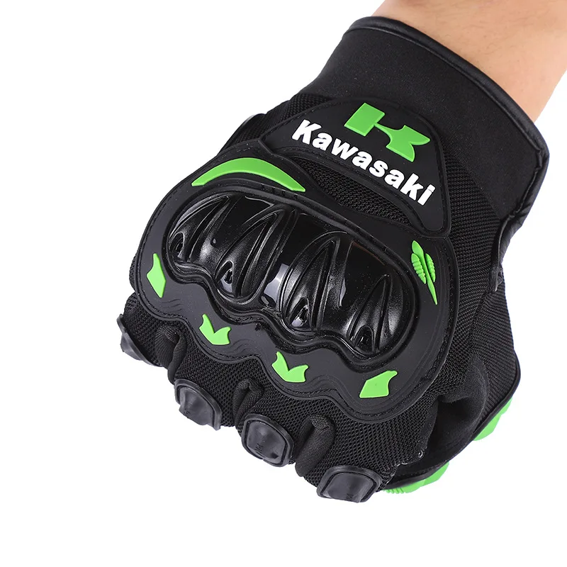 Kawasaki-Respirável Dedo Completo Luvas Da Motocicleta, Luvas De Corrida De Motocross, Antiderrapante, Resistente Ao Desgaste, Moto Biker