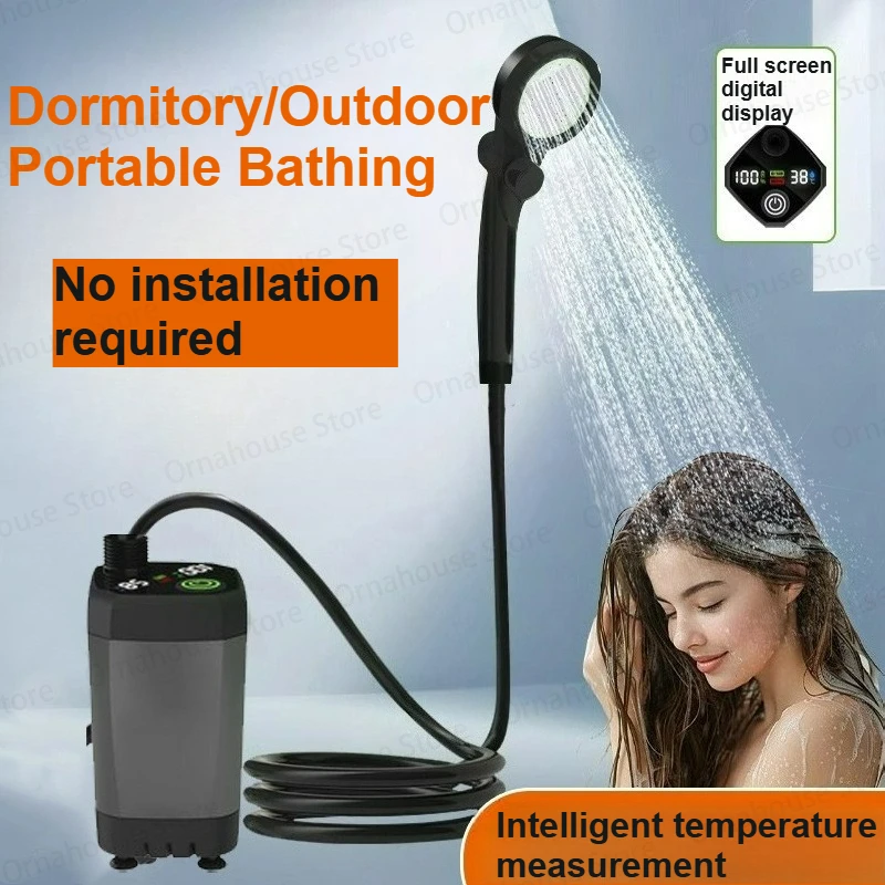 

Портативный душ для кемпинга 9000 мАч с LED-дисплеем, перезаряжаемый, мобильный, уличный, простой электрический душевой набор