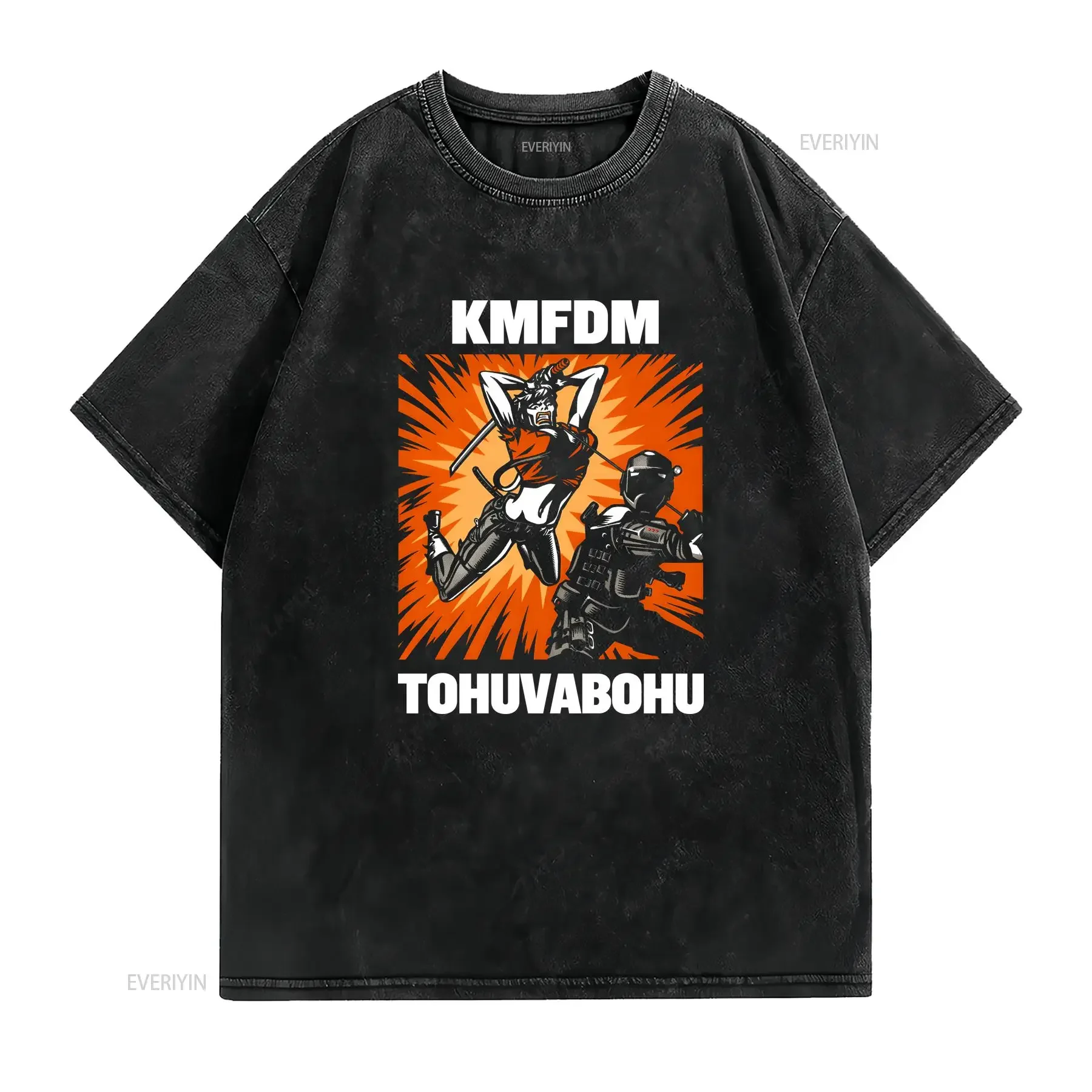 KMFDM Band Tohuvabohu Heavy Cotton Black All Size T Shirt SE394 vintage Washed Top For Everyday Wear streetwear Soft