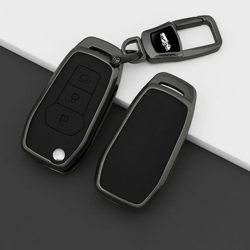 

Zinc Alloy Leather Car Remote Key Case Cover Shell for Ford Figo Mondeo 5 Ecosport Puma Fiesta Mk8 Everest Ranger Accessories