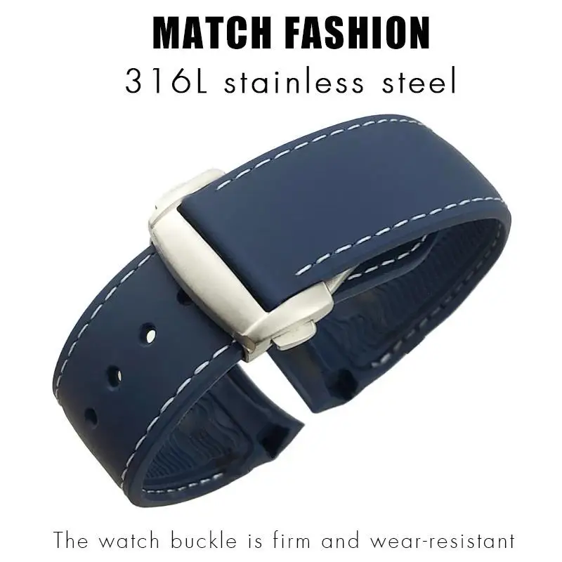 TINTAG Rubber Watchband 22mm 20mm Curved End Silicone Strap for Omega x watch Seamaster Speedmaster AT150 De Ville Fabric Watch