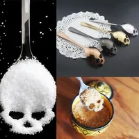 Stainless Steel Sugar Skull Spoon Creative Cutlery Dessert Coffee Scoop Food Grade Candy Teaspoon Kitchen Tableware