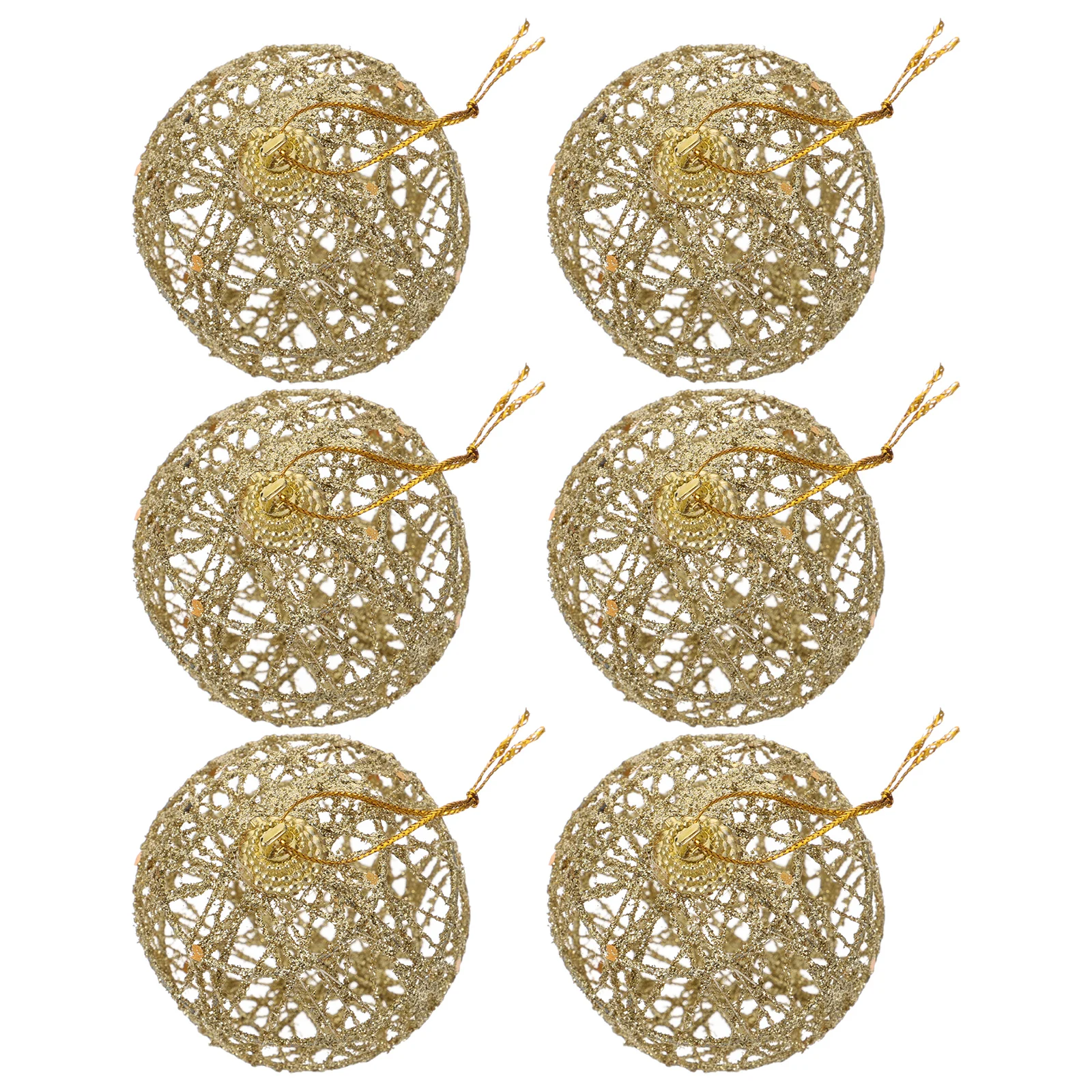 

6pcs Iron Crafted Golden Christmas Balls Hollow Decorative Ball Pendants Festive Hanging Ornaments Tree Wall Home Decoration