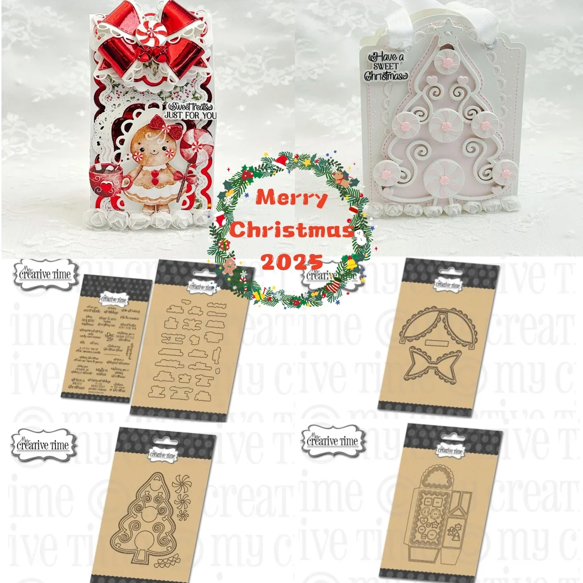 

Holiday Treat Box Double Bow Ginger Tree Metal Cutting Dies Clear Stamps or DIY Decorating Scrapbook Card Embossing Craft 2025