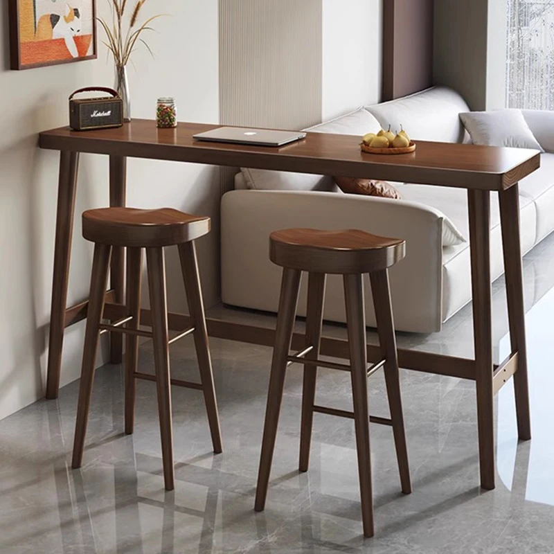 Narrow Midcentury Brown Bar Table Reception Industrial Partion Design Bar Tables Modern Muebles De Cocina Living Room Furniture