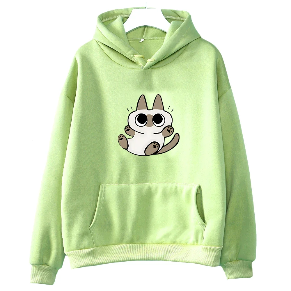 Siamese Cat Azuki Is The Center of The World Nobeko Oversized Hoodie WOMEN Kawaii/Cute Long Sleeve Sweatshirt Harajuku Cartoon