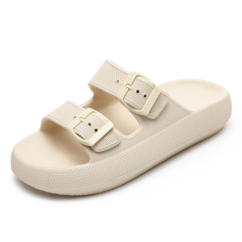 Summer EVA Slippers Women Cloud Thick Platform Outdoor Soft Beach Sandals Women Slides 2024 Korean Trend Design Yellow Pink