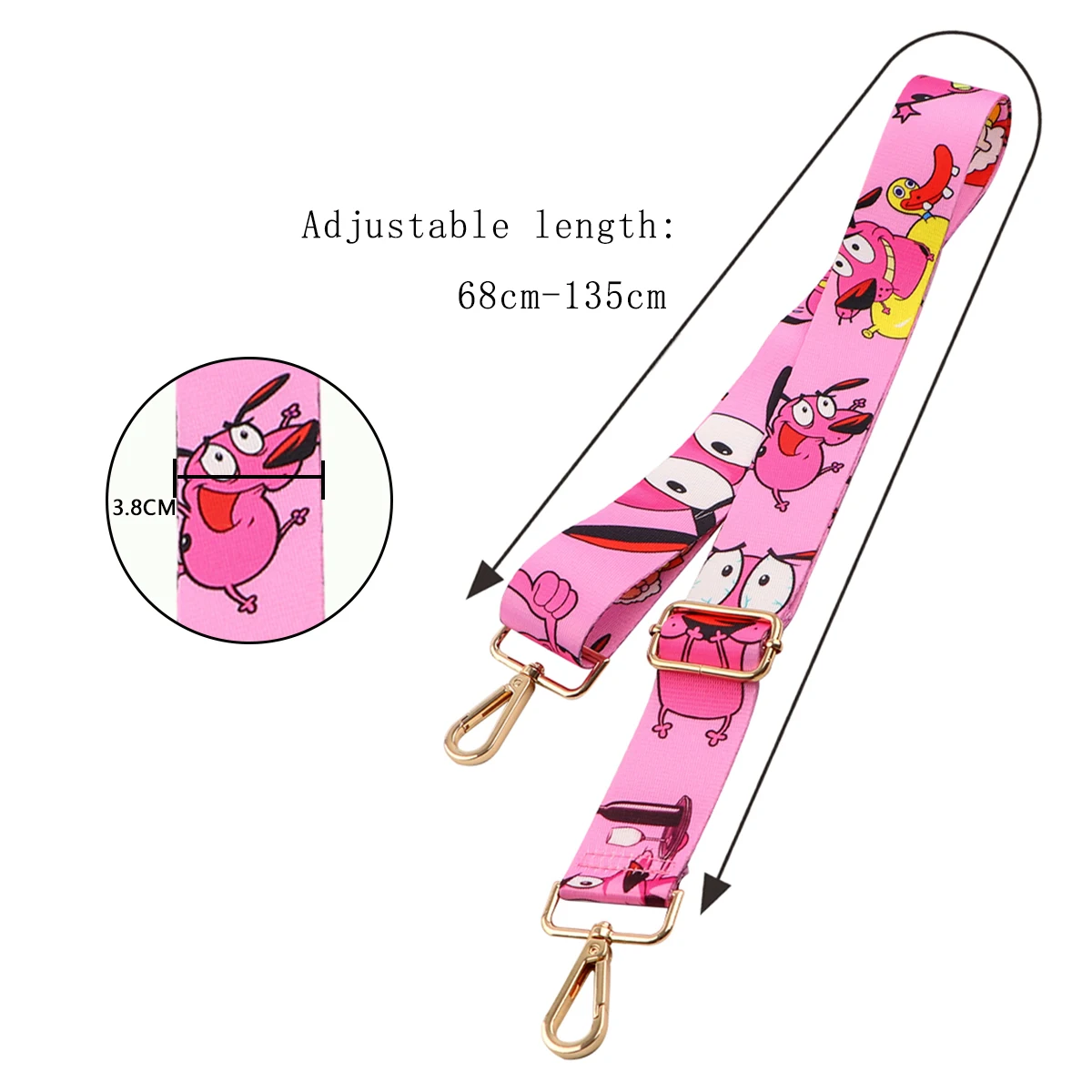 Comic Cartoon Dog Nylon Single Shoulder Bag Strap Adjustable Women Handbag Strap Metal Buckle Soft Strap Bag Accessories