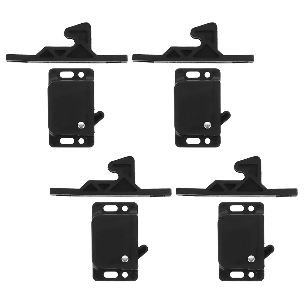 

4 set Side Mount Door Locks Black Latches Pull to Open Rv Cabinet Clasps Compact Design Furniture Hardware