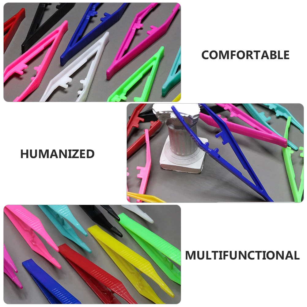 24pcs Disposable Plastic Beauty Tweezers Makeup Clips False Eyelashes Easy Clean Multi Color Tools eyelash glue eyelid