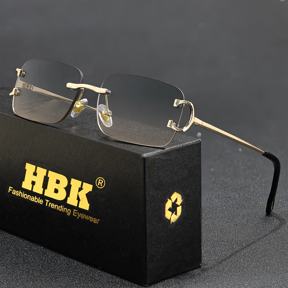 

HBK Fashion Women's Metal Sunglasses Brand Design Rimless Small Frame Sun Glasses Men's Daily Wear Outdoor Shopping Eyeglasses