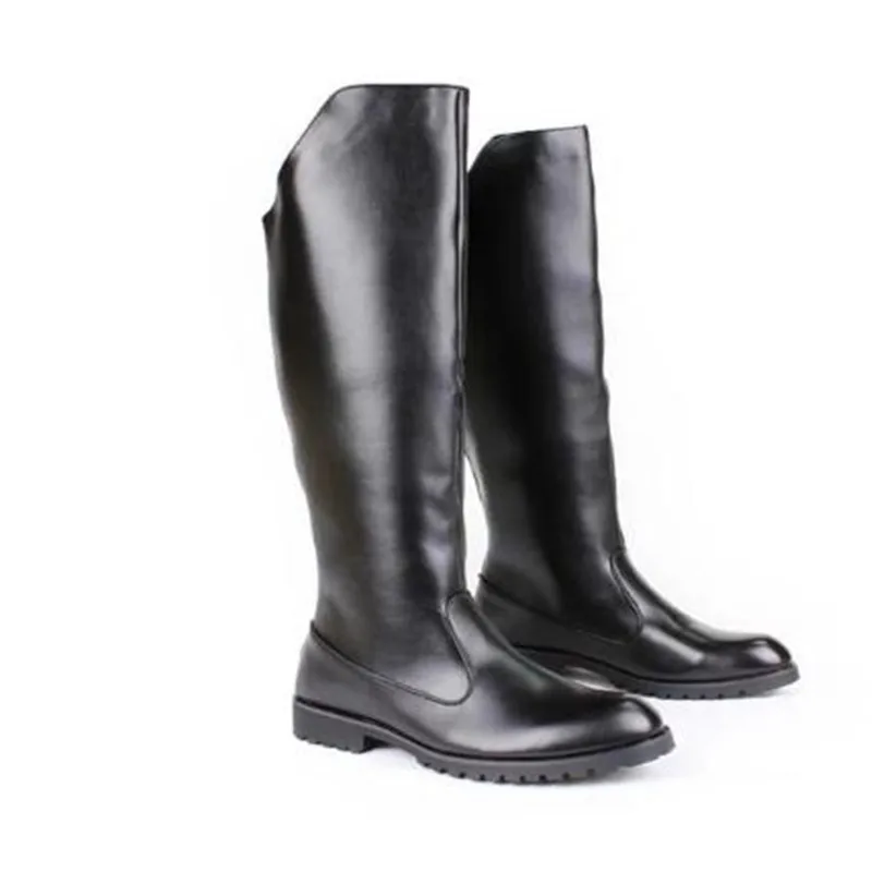Men British Honour Guard Motorcycle Riding Equestrian Mens Boots Knee High Casual Zipper Cowboy Leather stage boots size 37 46