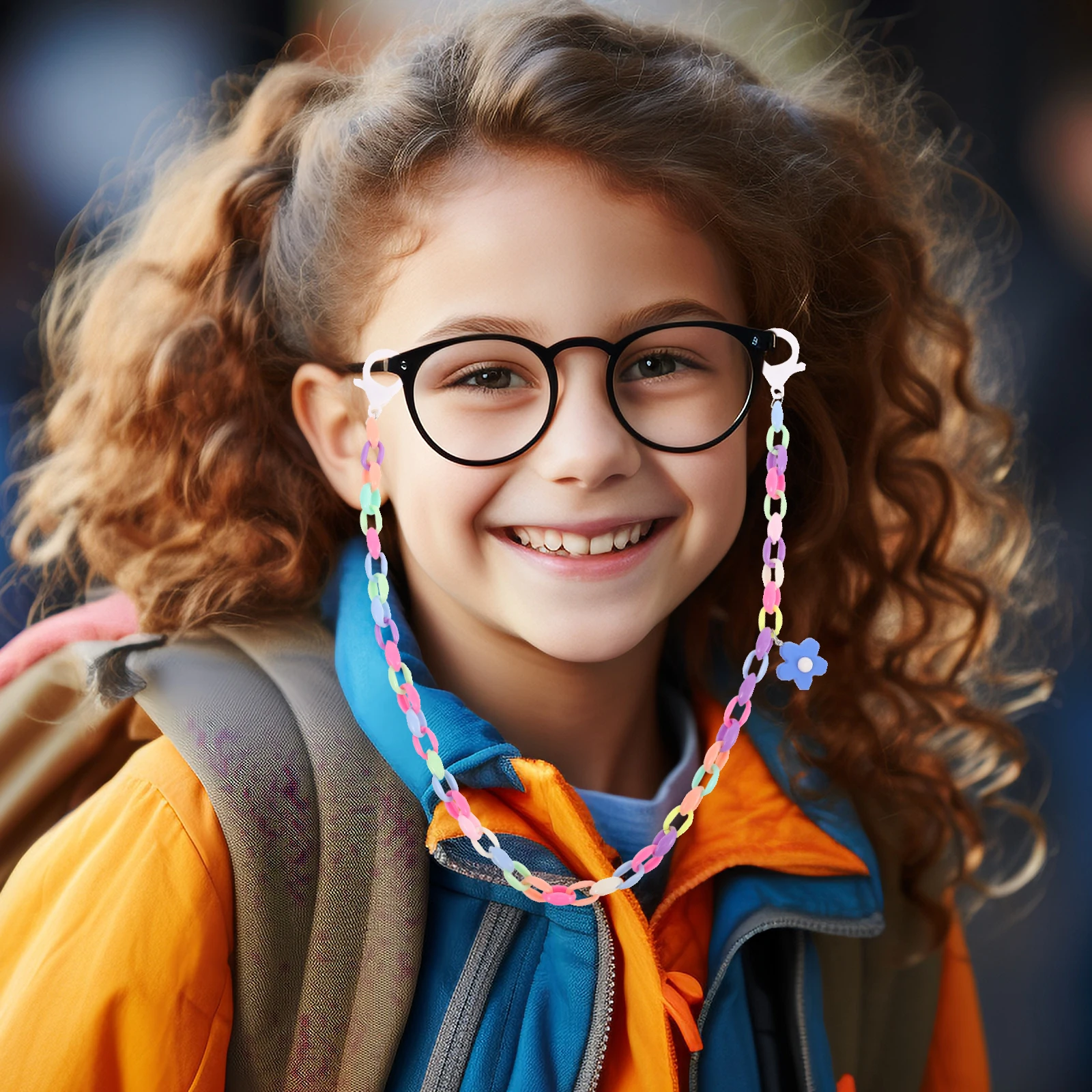 

Children Mask Chain Colorful Flower Design Eyeglass Lanyard Stylish Accessory Anti Loss Function for School Outings Girls Women