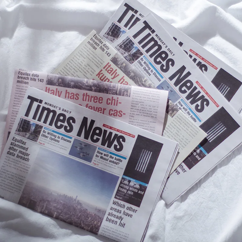 INS 포즈 영어 신문 사진 소품, 빈티지 영어 포장 신문