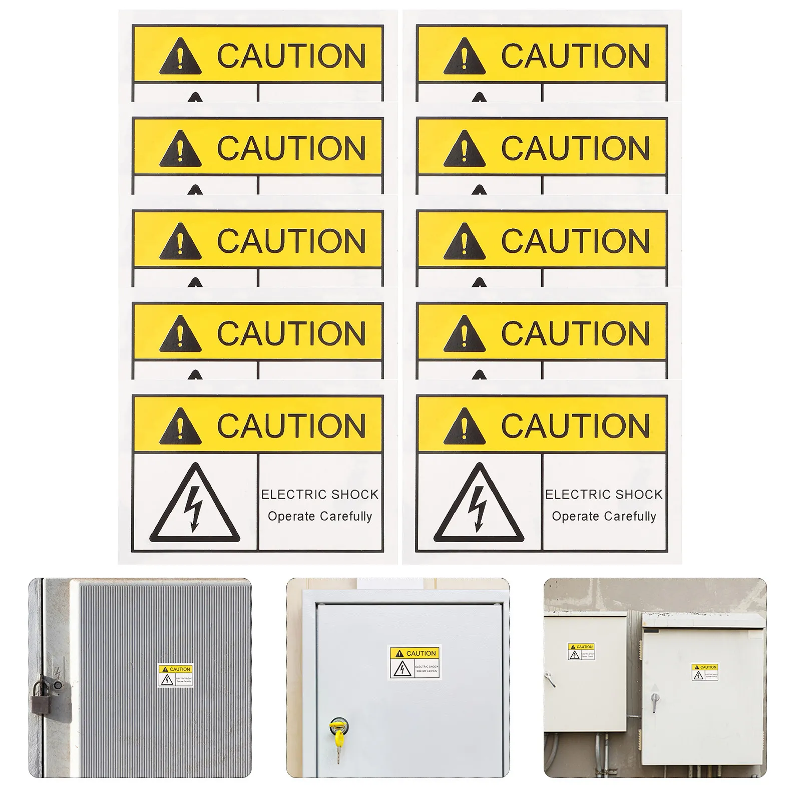 

10Pcs Safety Warning Labels Electrical Hazard Decals Strong Adhesion Vinyl Stickers for Electric Fence Panels Ground Table Wall
