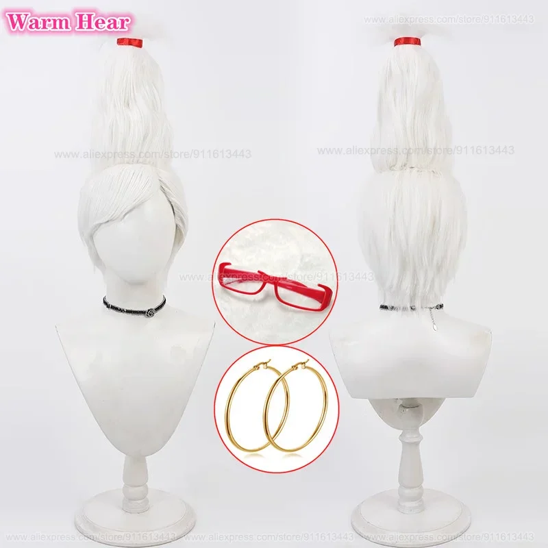 High Quality Anime Seiko Ayase Synthetic Hair White Slicked-back Cosplay Anime Wig Heat Resistant Hair Halloween Wigs + Wig Cap