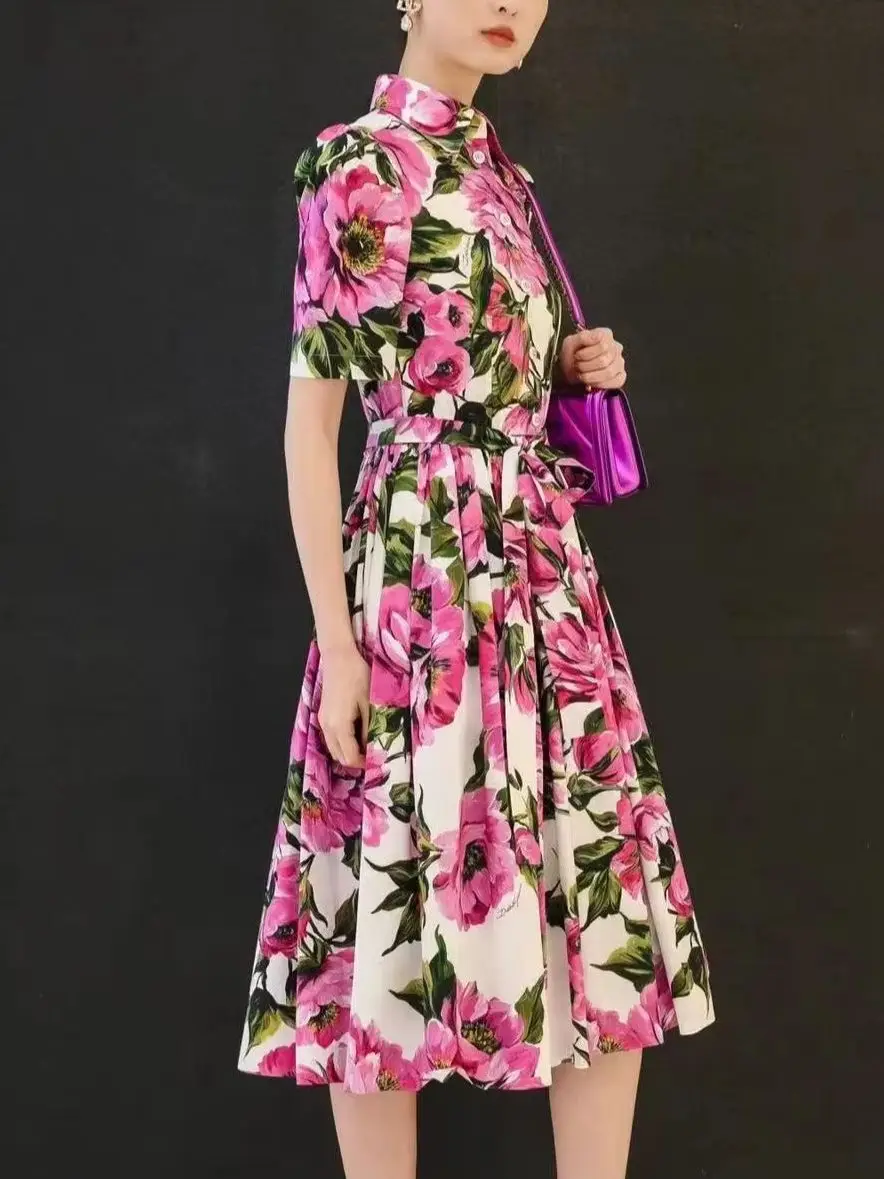 

Summer women's floral printed 100% cotton dress