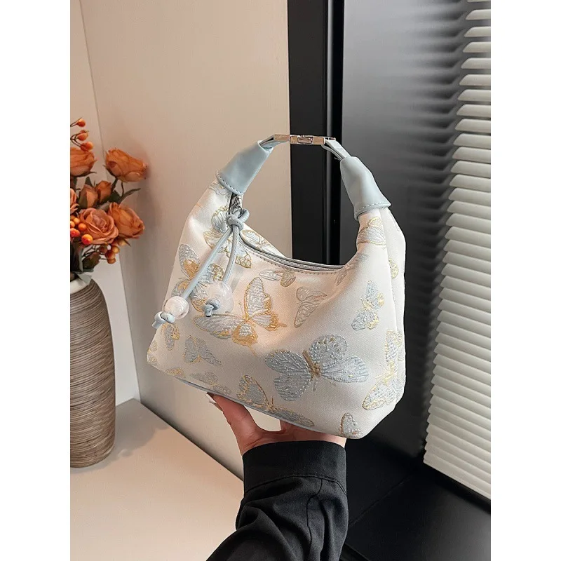 2024 New Super Hot Chinese Style Qipao Bag Women's New Chinese Elegant High Grade Embroidered Thread Butterfly Crossbody Handbag