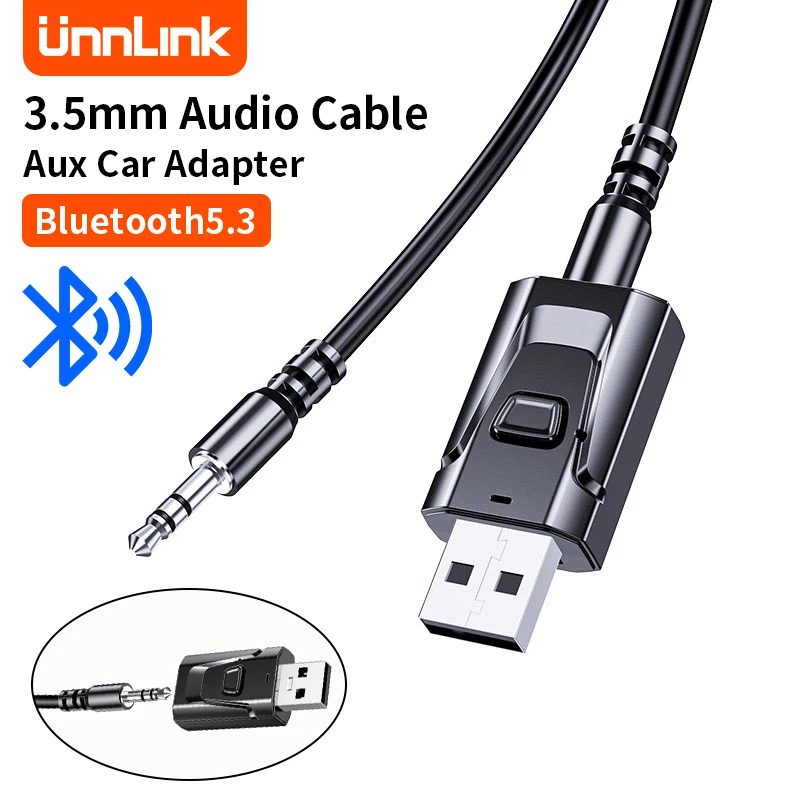 Unnlink USB Bluetooth Receiver 3.5mm Audio Cable  AUX Stereo Clear Music Dongle Wireless Audio Adapter for Phone to Car Speaker